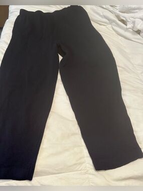 Black Ribbed Knit Wide-Leg Pants